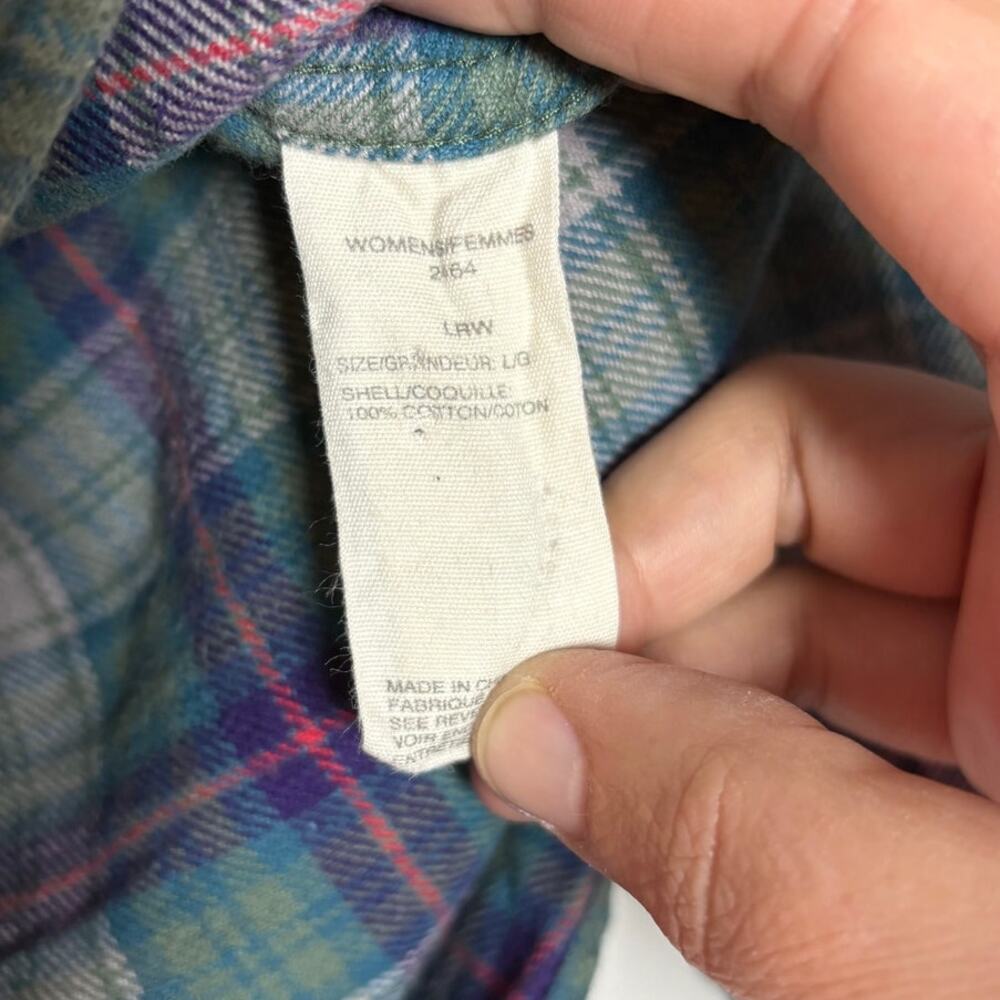 Woolrich Women's Large Long Sleeve Button Front Plaid Flannel Shirt - Picture 5 of 6